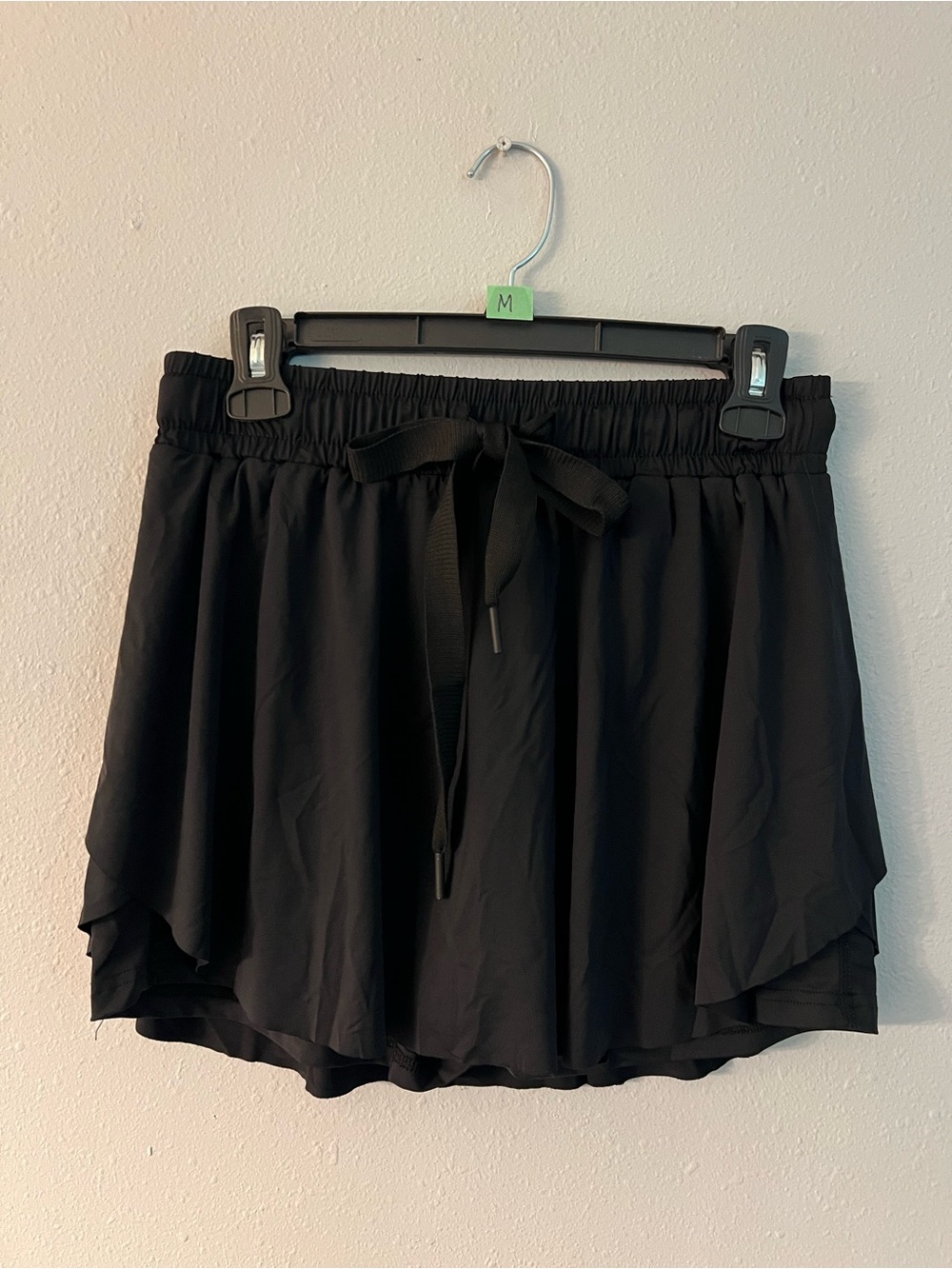 Pull-On Athletic Tennis Skort Drawstring Elastic Waist Solid Black Women’s M